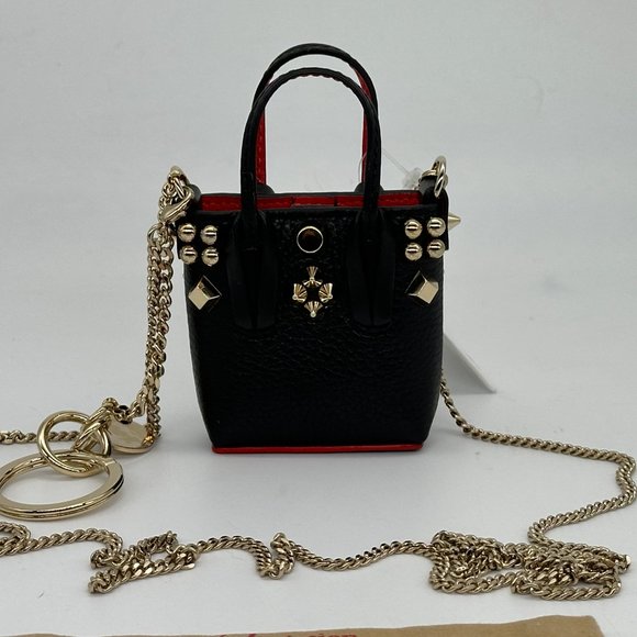 Christian Louboutin CABATA Leather Crossbody Chain AirPods Case Key Ring Bag - Picture 7 of 15